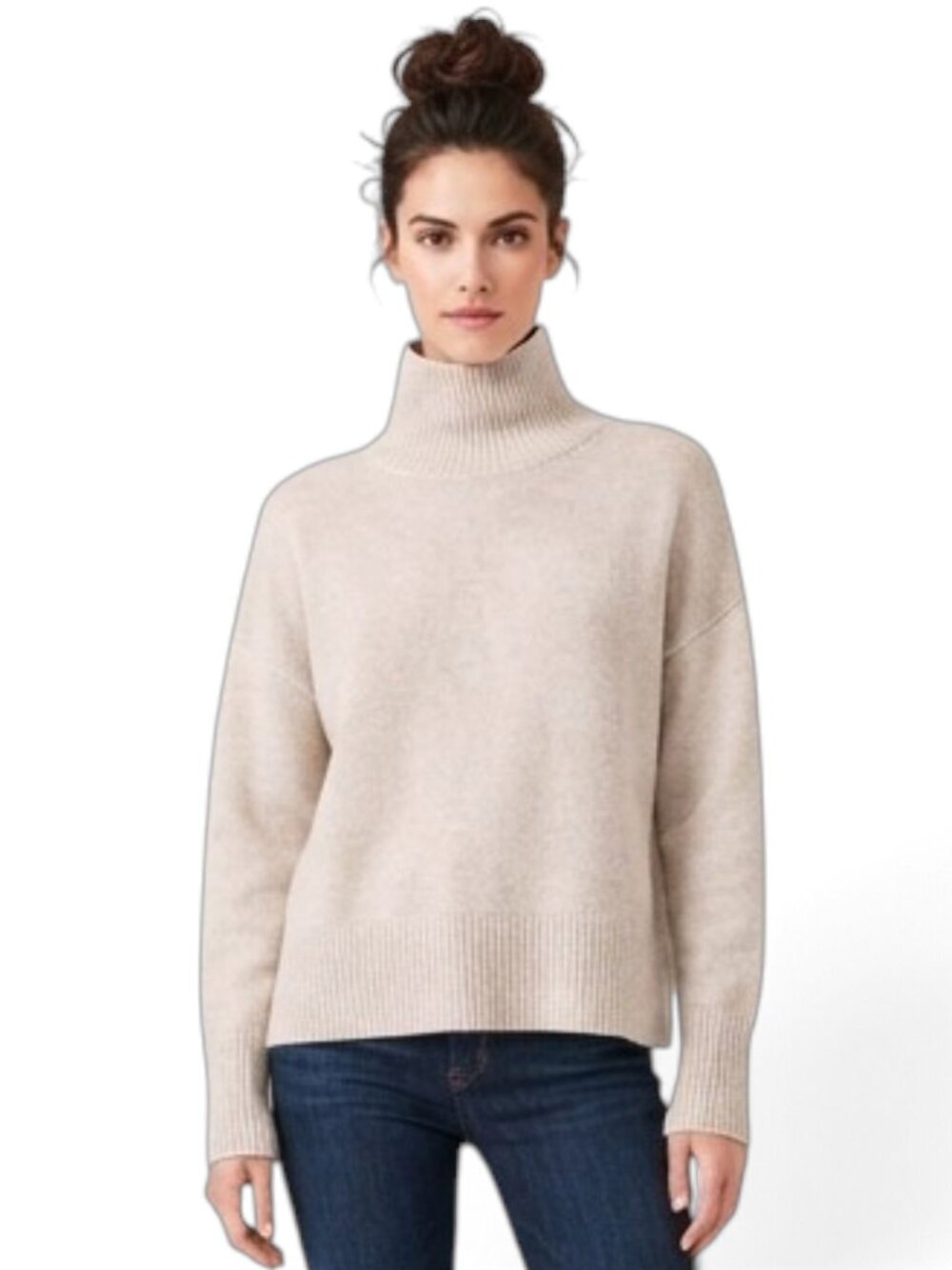 Lattelier High Neck Boxy Oversized Camel Hair & Wool Knit Sweater NWT New L